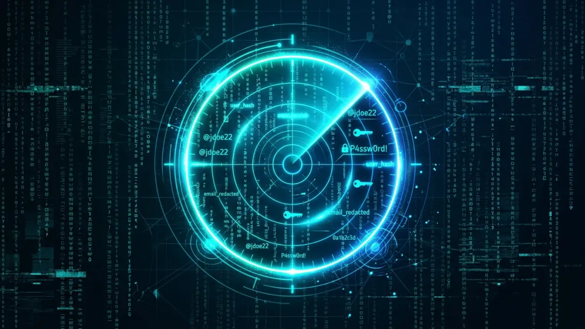 Security analyst reviewing dark web credential-leak alerts for a Canadian SMB on a monitoring dashboard